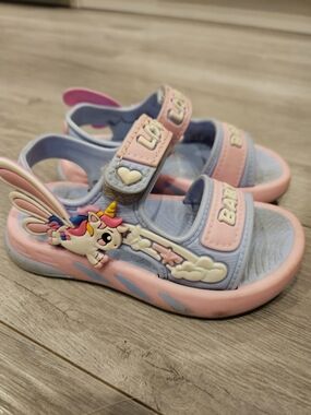 Kids Unicorn Sandals in Light Blue and Pink